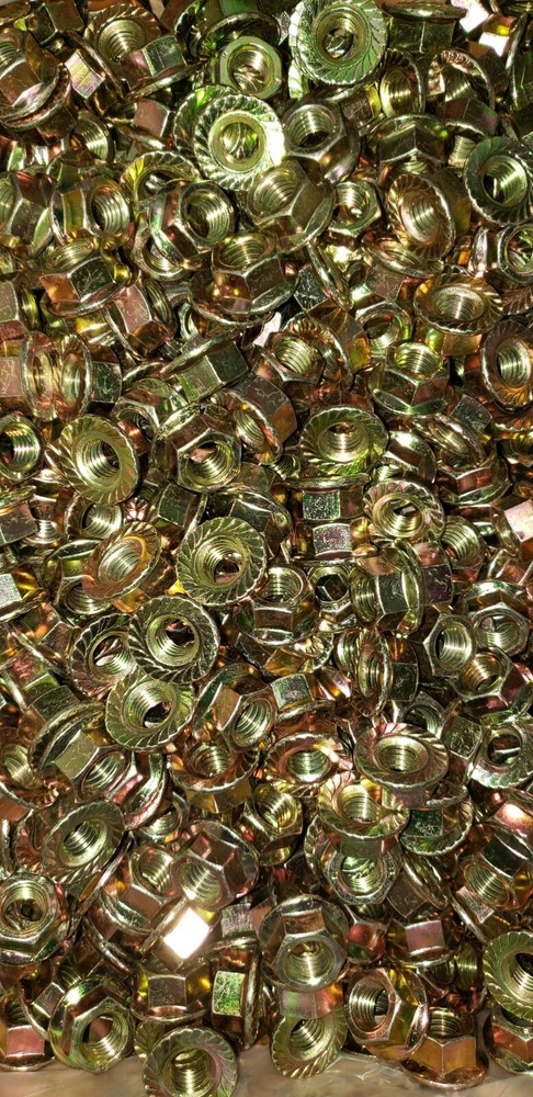 M8-1.25 Metric Class 8 Hex Serrated Flange Nut Yellow Zinc