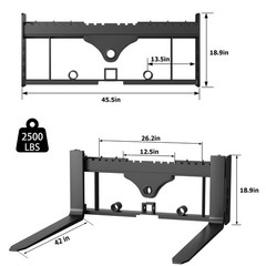 45″ Attachments Mini Skid Steer Pallet Fork Frame W/42″ Pallet Fork Blades,Tract