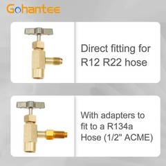 R1234yf Can Tap Adapter Fitting Kits, 1/4 SAE to 1/2 Acme LH Can Bottle Tap O…