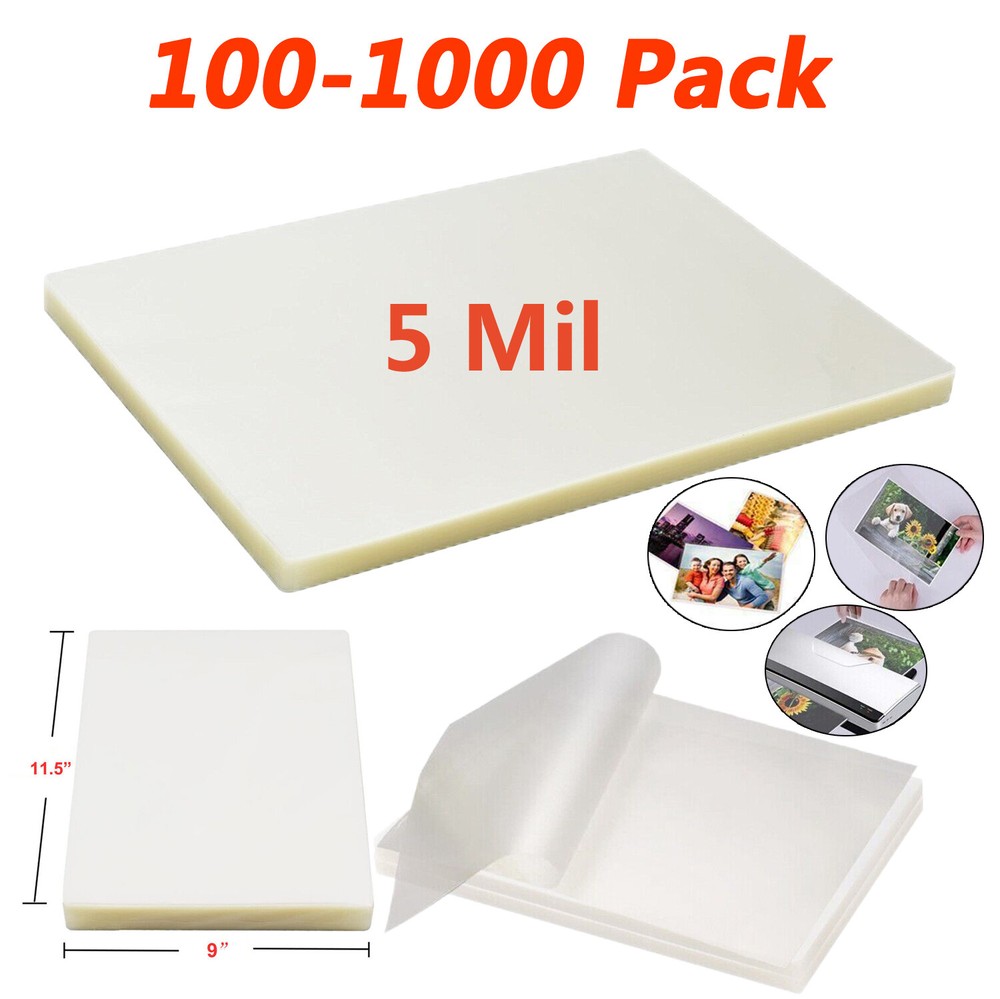 5 Mil Clear Thermal Laminating Pouches Letter 9″x11.5″ Size Laminator Sheets