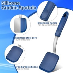4 pcs Silicone Spatula, Heat 9.69 x 2.56 x 0.01, Gray, Blue, Black, Red