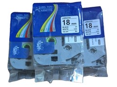 TZc-241 Laminated Label Tape Cassette 18mm Black on White 8m Thermal