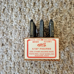 Vintage Young Bros. GRUV GRIP 1/16” Numbers Steel Stamp Set 8690 01091