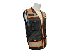 Black Hi-Vis Safety Vest With Plan Pocket, Size XS To 5XL