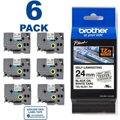 Brother TZe-SL251 Self-Laminating Black on White 1″ (24mm) Label Tape **6-PACK**