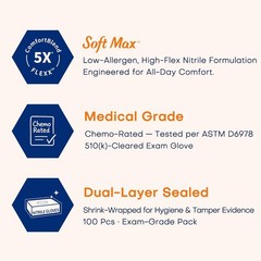Supmedic Medical Soft Max Nitrile Exam Gloves 100 Count Latex-Free