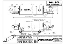 Hydraulic Cylinder Welded Double Acting 4″ Bore 30″ Stroke Clevis End 4×30 NEW