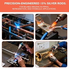 Brazing Rods,15% Silver Welding Rods 40 Sticks AWS BCuP-5 lder Copper Flat Br…