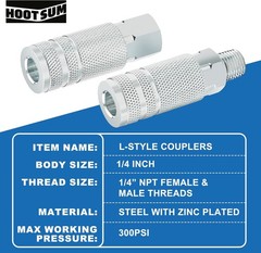 14-Pc Lincoln 1/4″ Air Hose Quick Connect Fittings Steel Male & Female