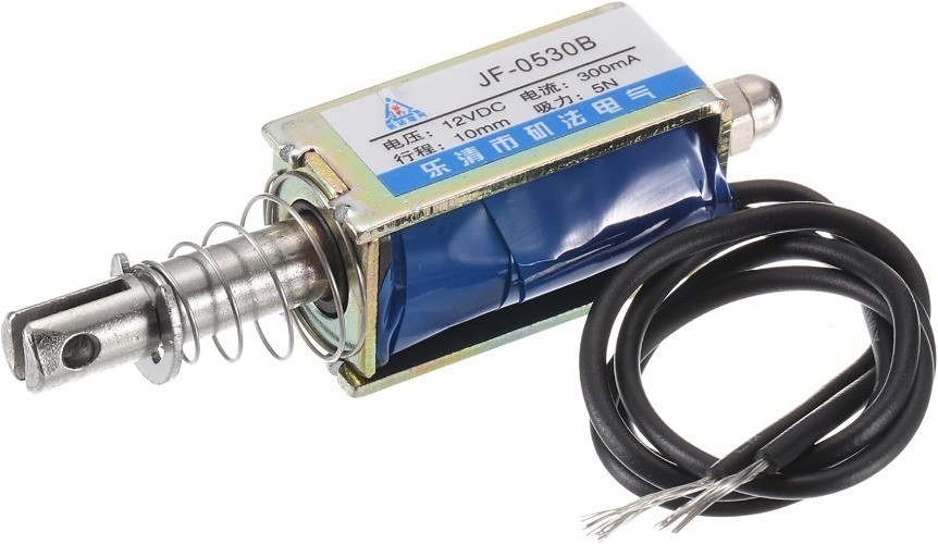 DC 12V 0.3A Solenoid Actuator Push Pull Type Linear Motion 5 Newton 10mm Stroke