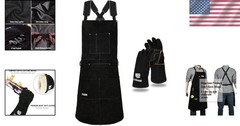 Durable Leather Welding Apron, Adult Unisex, Spark & Flame Resistant, 6 Pockets