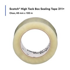 Scotch 311+ Carton Sealing Tape, 48 Mm W, 100 M L, 2 Mil Thick, Clear, Standard