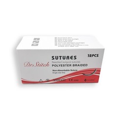 5/0 Training Surgical Sutures Polyester Braided, Pack of 12, Sterile