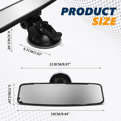 Rear View Mirror, Adjustable Interior Rearview Mirror with Suction Cup, anti Gl