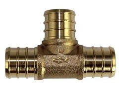 SharkBite 3/4 Inch Crimp Tee, Pack of 10, Brass Plumbing Fitting, PEX Pipe,
