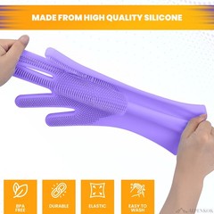 1 Pair Silicone Gloves for Washing Dishes – Tear-Resistant Silicone Dishwashi…