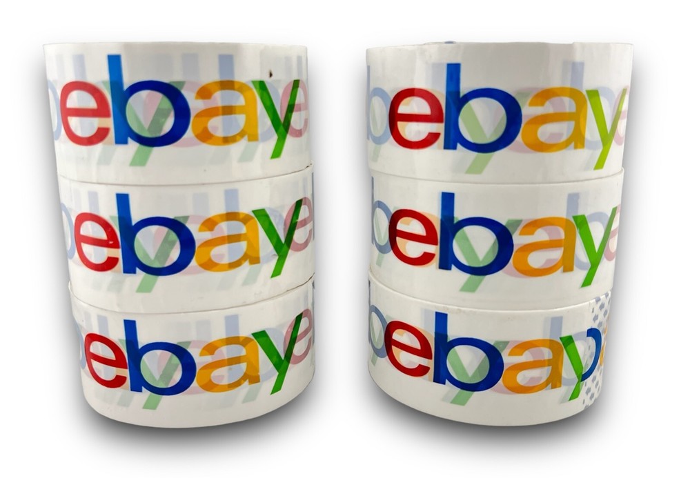 6 x Roll Genuine EBAY Packaging Tape Color Logo 2” x 75” Yard FREE SHIPPING