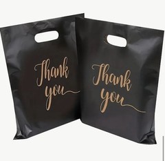 Black Gold Thank You Bags Business Retail Party Plastic Shopping 8”x12”in 100PCS