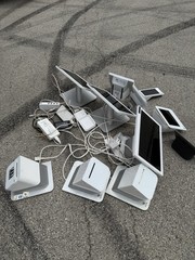 Clover POS Touchscreen Terminals Lot with Credit Card Readers & Power Adapters
