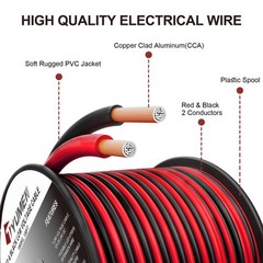 100FT 14/2 Gauge Red Black Cable Hookup Electrical Wire LED Strips Extension …