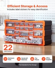 VEVOR 22-Drawer Storage Organizer Plastic Drawer Parts Storage Cabinet Stackable