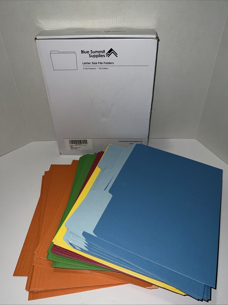 200 Blue Summit Supplies Colored File Folders Letter Size, 3 Tab Positions