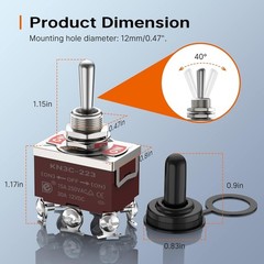 Momentary Toggle Switch 12V DC 3 Way 30 Amp DPDT 6 Pin Off-On-Off – 4 Pcs