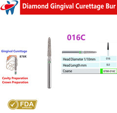 Dental Diamond Burs FG Gingival Curettage Coarse Grit High Speed 878K.016C, 5/Pk