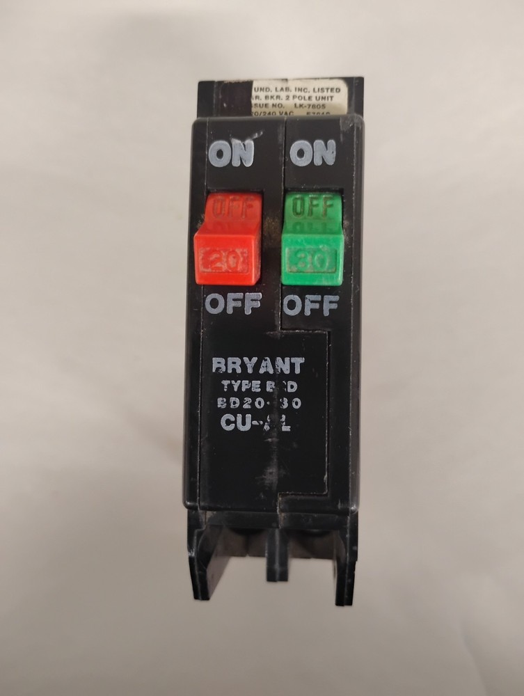 Bryant BD 2030 Tandem Circuit Breaker. Type BRD. Preowned