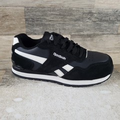 Reebok Harman Womens Work Shoes Sz 7.5 W Black Suede Composite Toe Sneakers