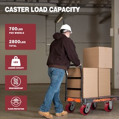 4 Inch Polyurethane Tread Caster Wheels Heavy Duty,Capacity 600-2400LB