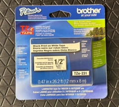 Lot of 9 NEW Genuine Brother TZe-231 P-Touch Label Tape 1/2″ 12mm Black on White