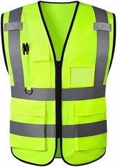 Reflective Safety Vest with Zipper & 5 Pockets – High Visibility for All Seasons