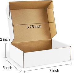 50 Pack 7X5X2 Small Shipping Boxes White Corrugated Cardboard Packaging
