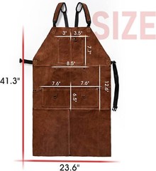 41″x 23″Cowhide Leather Welding Apron Heat Resistant Clothing with pockets