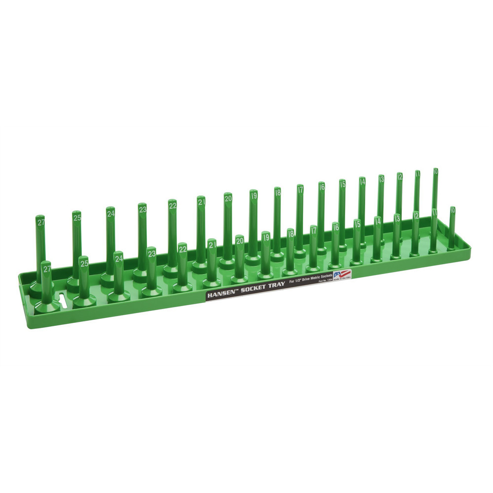 1204Hansen Global 1/2 Inch Metric 2 Row Regular/Deep Socket Holder Tray – Green