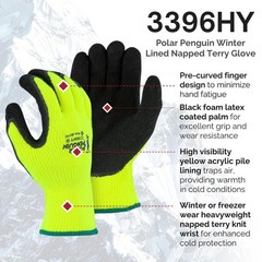 Majestic 3396HY Polar Penguin Winter Hi Vis Gloves Large 12 Pair