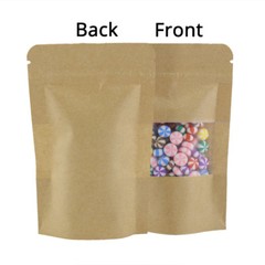 Reclosable Kraft Paper Zipper Seal Stand Up Pouch with Window Food Pack Lock Bag