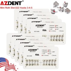 50X AZDENT Dental Orthodontic Metal Brackets Braces Mini Roth.022 Hooks 3 4 5