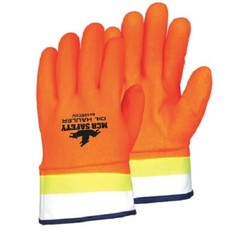 CHEMICAL RESISTANT GLOVES DOUBLE DIPPED RUBBER WORK GLOVES HI-VIS ORANGE, LARGE