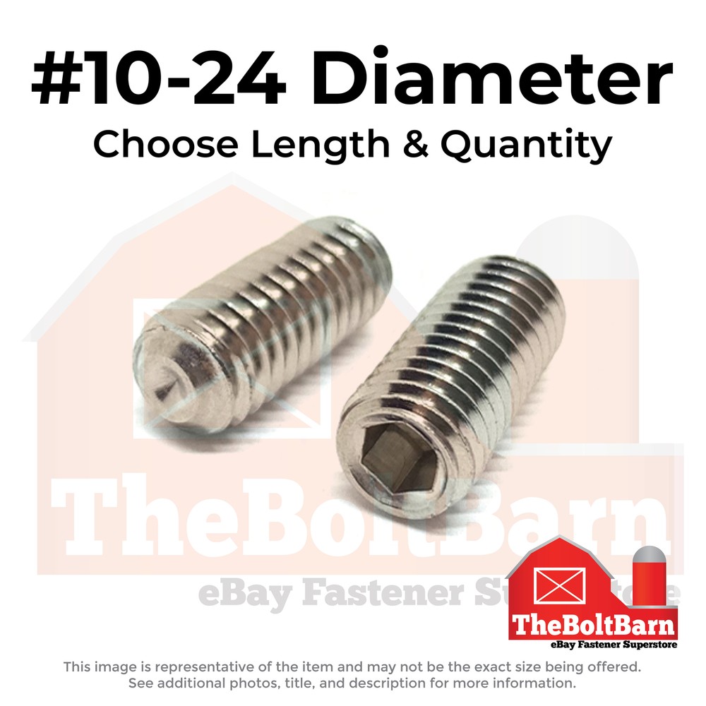 #10-24 Stainless Steel Cup Point Allen Socket Set Screw (Choose Length & Qty)