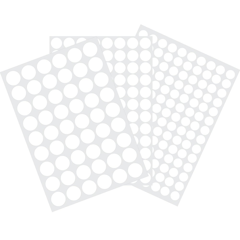 3 Sheets 290 Pcs Screw Hole Cover Stickers, 12 mm/15 mm/21 0.5 inches, White