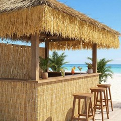Novabright 20 Pcs 20” x 18.5” Artificial Straw Roof Thatch Rolls and Brown