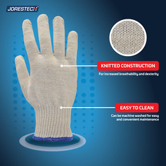 PVC-Dotted String Knit Gloves, Natural White/Blue, 12 Pairs