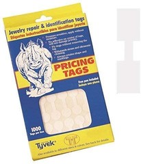Tyvek Self Adhesive Rect Dumbell/Barbell Jewelry Tags 1000Pcs.
