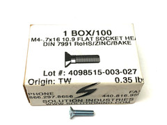 M4-.7×16 10.9 Flat Head Socket Screw DIN 7991 BOX OF 100