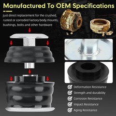 KF04058BK Body Cab Bushing Kits Body Mount Bushing Kit for 1999-2007 Ford Sup…