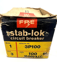 Federal Pacific 100 Amp 3 Pole NA Circuit Breaker FPE NA3100 240V Hump 100A *NEW