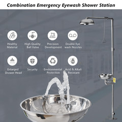 Stainless Steel Combination Shower Station Emergency Eye Wash Eyewash Station