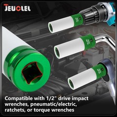 JEUCLEL 22mm 1/2″Drive Wheel Protector Impact Socket, Lug Nut 22MM